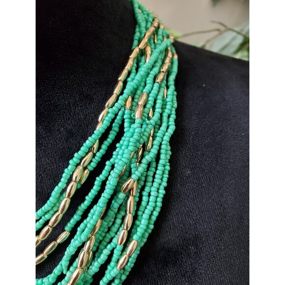 Charming Charlie Blue Multi Layered Seed Bead Fashion Jewelry Necklace - Picture 4 of 8